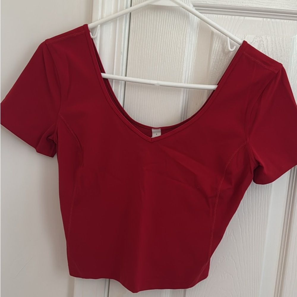 Lululemon Athletica Red Fitted Cropped Top